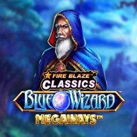 Official Slots logo: Fire Blaze Blue Wizard Megaways by Rarestone Gaming at Spinbara Casino