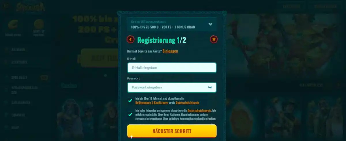 Neues Konto bei Spinanga Casino erstellen
