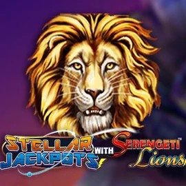 Official Jackpots logo: Stellar Jackpots with Serengeti Lions by Lightning Box Game at Spinbara Casino
